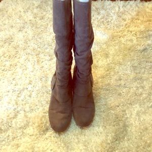 Grey tall suede boots